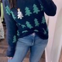 Holiday Time  navy knit sweater size XLarge Christmas tree print Photo 0