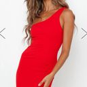 Hello Molly Red One Shoulder Dress Photo 1