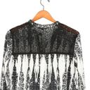 Alberto Makali  Black White Ikat Print Lace Back Hi/Low Tunic Top L Photo 4