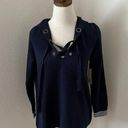 Nic & Zoe  Hoodie Women Medium Blue Lace Up Sweatshirt Cotton Blend Pullover EUC‎ Photo 0