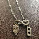 infinity symbol owl & initial “B” charm slider 750 chain necklace Photo 3