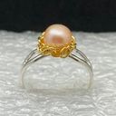 Handmade Cream pearl bead ring with gold chain - size 6 Photo 0