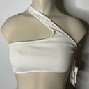 Good American  Always Fit One Shoulder Bikini Top L/XL Ivory Ribbed Beach NWT Photo 0