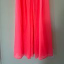 None Vintage 60’s Peignoir Chiffon Robe Hot Coral Pink Ruffles Size Small ILGWU Union Photo 3