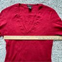 BCBG Maxazria Long Sleeve Knit Sweater Pullover V-neck Red Size L Photo 5