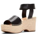 Frye  and Co Amber Espadrille Platform Wedge Sandals Black Leather Women's 6 Photo 5