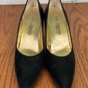 St. John  Black Satin Covered with  Paillettes Heels Pumps Size 9 1/2 Photo 1