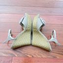 Guess Taupe and Gold Woven Platform Wedge Sandals with Bows Photo 4