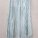 Vince NWT  Mint Green Striped Pleated Panel Asymmetrical Hem Midi Skirt Small Photo 5