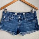 AG Adriano Goldschmied  Daisy Super Low-Rise Raw Hem Denim Short Shorts Size 28 Photo 1