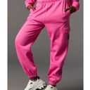 Playboy New  Fleece Cargo Jogger Sweatpants, Pink Size Medium Photo 0