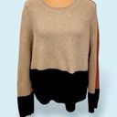 Stitch Fix Soft color block cropped, beige, navy, dark yellow chunky sweater  Photo 0