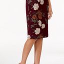 ECI  New York Floral Embroidered Midi Knee Length Pencil Skirt Plum Maroon Red 4 Photo 1