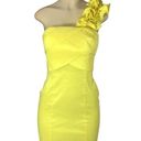 Daisy  Boutique Lemon Yellow Exaggerated Shoulder Cocktail Dress Size Medium NWOT Photo 3