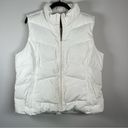 Lands End Quilted Down Puffer Vest Ivory Full Zip Pockets Warm Cozy Size XL 18 Photo 0