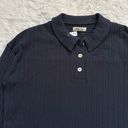 Madewell Top Variegated Rib Boxy Polo Shirt Long Sleeve True Black M NWT New Photo 6