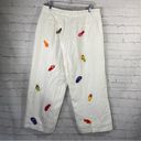 Saint Tropez West Saint Tropes West 16 White Capris Cropped Pants 100% Linen Flip Flop Beach Photo 1