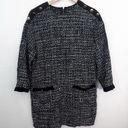 ZARA  | TRF Collection Black White Tweed Shift Dress Gold Buttons Mini | Medium Photo 6