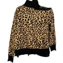 Lovers + Friends  Distressed Arlington Leopard Print Turtleneck Sweater Top Photo 0