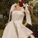 Dissh Aisle Pearl Bow Linen Dress Photo 0