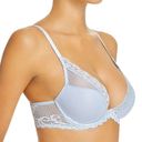 Natori Feathers lace trim plunge contour underwire bra 36DDD light blue Photo 0