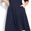 City Chic NWT  Women's Plus Size Cute Girl Elbow Sleeve Dress - navy size 18 Photo 0