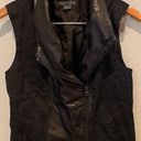 Vince  Asymmetric Leather Linen-Blend Vest (M) Photo 0