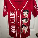 Betty Boop Women's Red  Button Down Baseball Jersey shirt - size M Photo 0