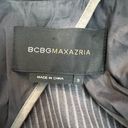 BCBGMAXAZRIA  Blazer Jacket Women S Gray Linen Pinstripe Belted Stretch Button Up Photo 9