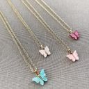 White Butterfly Necklace 14k Gold Photo 4