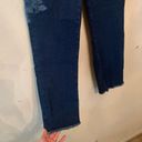 NWT Mossimo Dutti Floral Embroidered Straight Leg Dark Wash Crop Raw Hem Jeans Size 6 Photo 3