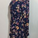 Xhilaration NEW Navy Blue Floral Long Sleeved Dress Pussybow Photo 2