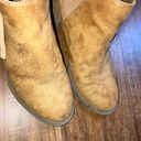 American Eagle  size 7 women’s fringe tan suede ankle bootie slip on Boho Photo 5