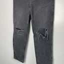 We The Free Black Denim Distressed High Waisted Button Fly Mom Jeans Photo 1