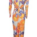 Raisa Vanessa V Neck Midi Sequin Dress in Orange Floral 36 2 Photo 4