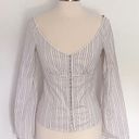 EXPRESS Stretch Y2K Cottagecore Bell Sleeve Corset Pinstripe Top Size 5/6 Photo 1