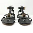 Christian Dior  Double-D Gold Buckle Black Leather Gladiator Strappy Flat Sandals Photo 2