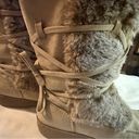 Krass&co Mossimo Suppy  Fur covered Women’s Adjustable Lace up Boots size 7 light brown Photo 6