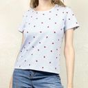 Vintage Blue  & White Gingham Ladybug Picnic Pattern Scoop Neck Tshirt Size S Photo 3