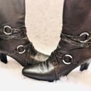 Brighton  Heeled Boots 7.5 Risque Leather Mid-Calf Alligator Pewter Silver Photo 2