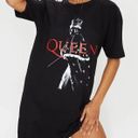 Pretty Little Thing QUEEN X  Black T-Shirt Dress NEW Photo 1