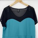 Torrid  Peplum Top Sweetheart Mesh Knit Turquoise Black Plus Size 3 Plus Photo 4