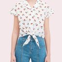 Kate Spade NWT  Cherry toss tie-front top, French cream, all cotton Photo 1