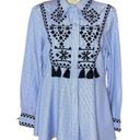 ZARA  Woman | Blue Striped Embroidered Peplum Shirt S Photo 0