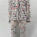 Kate Spade  Pajama Set Makeup Print Long Sleeve Button Up Top & Cropped Pant XS Photo 2