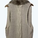 BKE  Vest Women's Size Large Open Layer Weave Wool Blend Beige Faux Fur Trim Photo 5