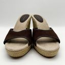 Ann Taylor Brown Suede Slip On Open Toe Jute Wrapped Wedge Platform Heels Size 8 Photo 6