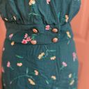 The Row  A teal floral double breasted gold button lined rayon midi dress size M. Photo 2