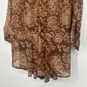 Coldwater Creek  Boho Button Up Tunic Top Cover Up Brown Sheer Pleated Size XL Photo 8