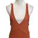 Free People  Slipping Away Mini Dress Ginger Spice V Neck Knit Womens Size L New Photo 3